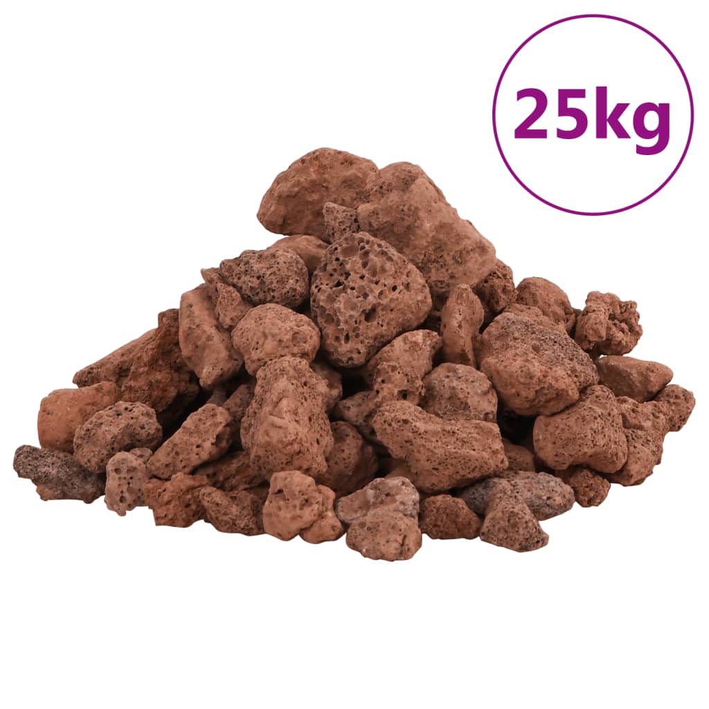 VidaXL Lavastenen 25 kg 1-2 cm rood