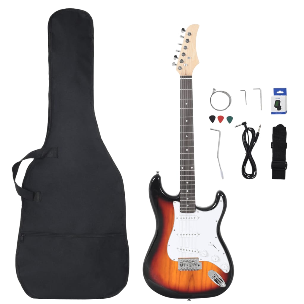 Vidaxl guitar for beginners electric with bag 4 4 39 brown and white
