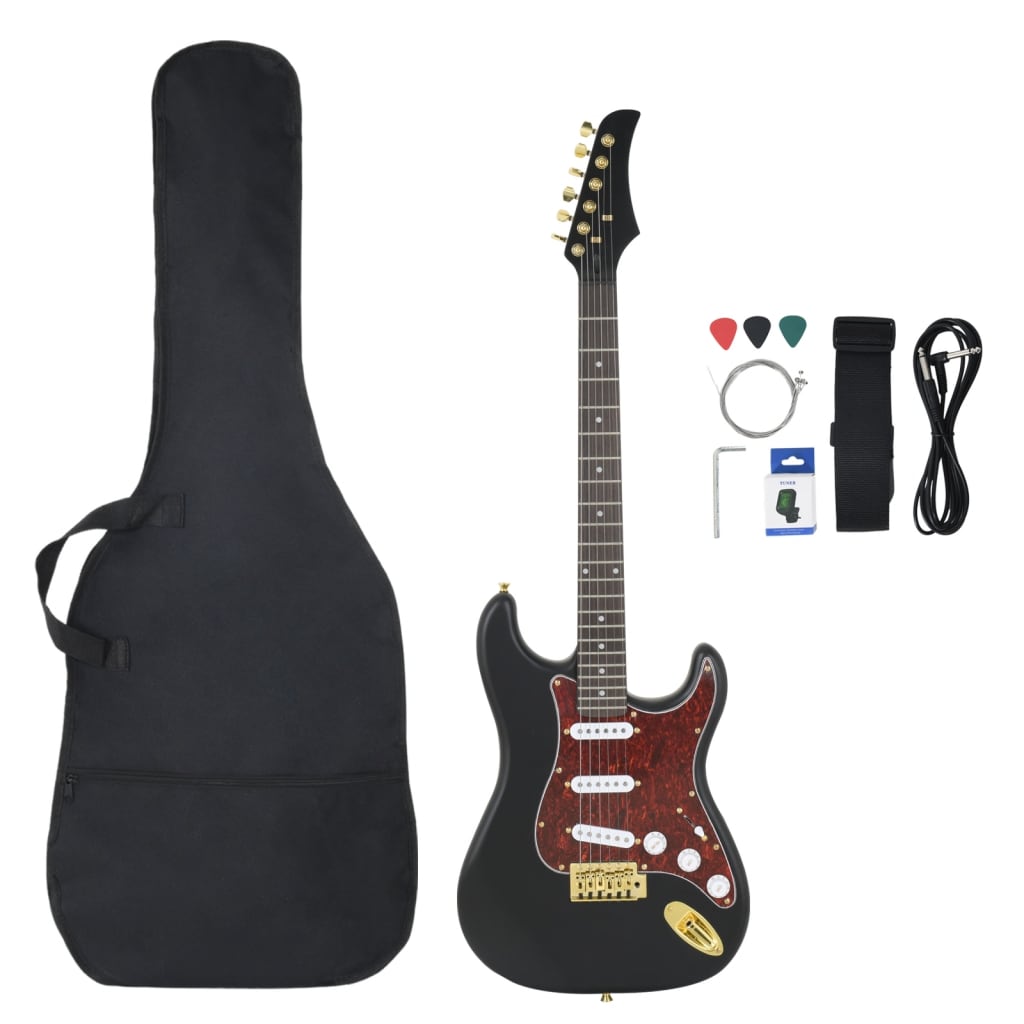Vidaxl Guitar for beginners electric with bag 4 4 39 black and gold