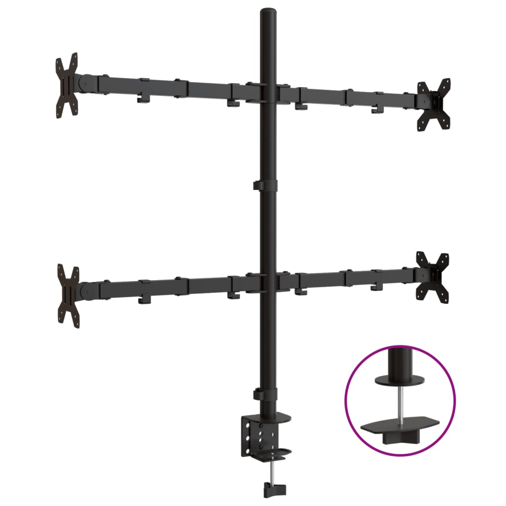 Vidaxl Monitor bracket Vesa 75 100 mm Black Steel