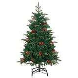 Vidaxl Kunstkerstboom with hinges pine cones and berries 150 cm