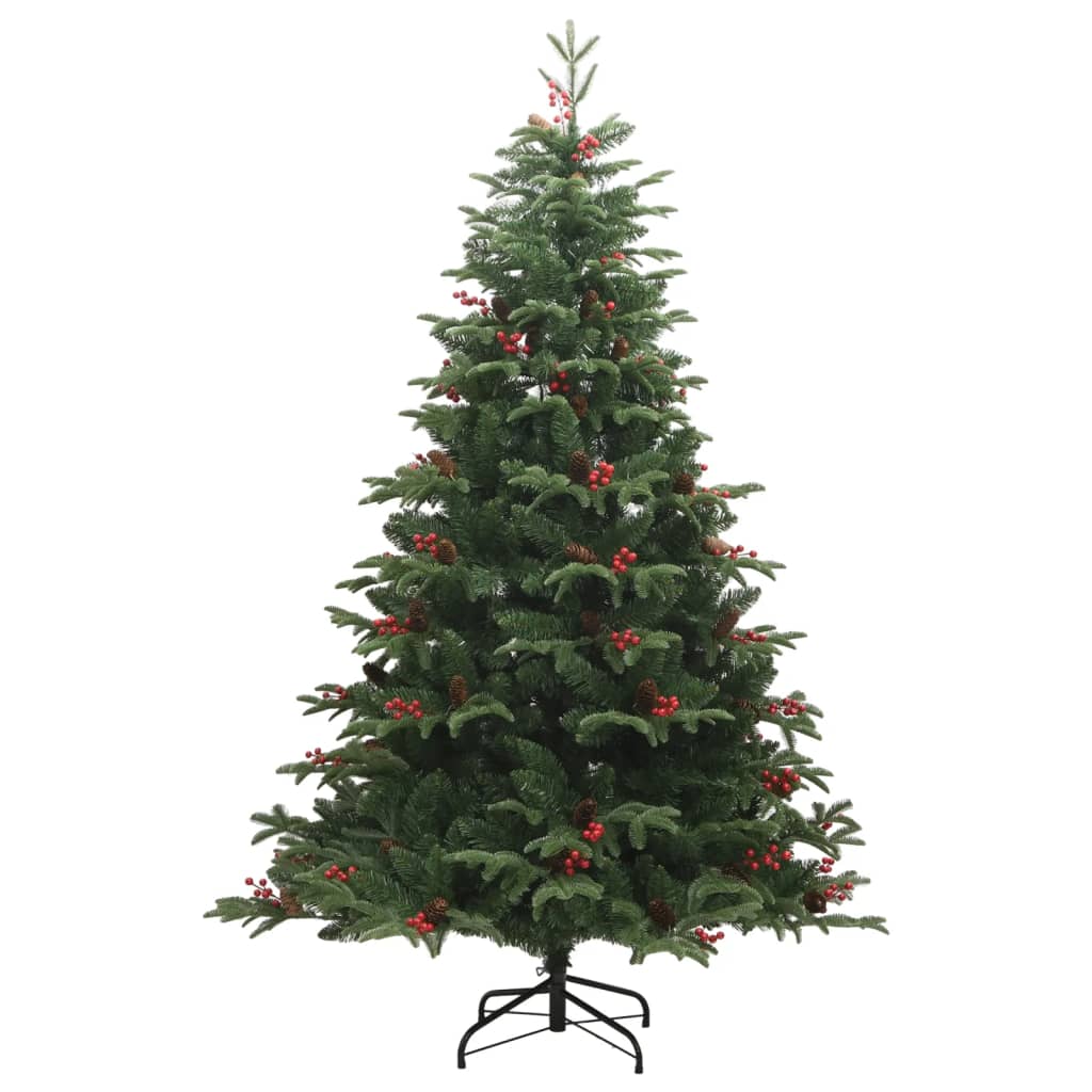 Vidaxl Kunstkerstboom with hinges pine cones and berries 180 cm