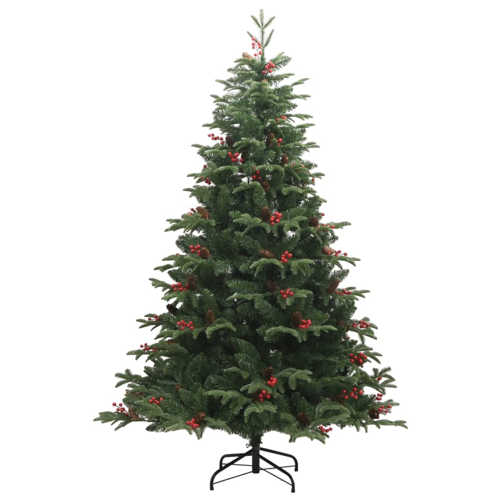 Vidaxl Kunstkerstboom with hinges pine cones and berries 210 cm