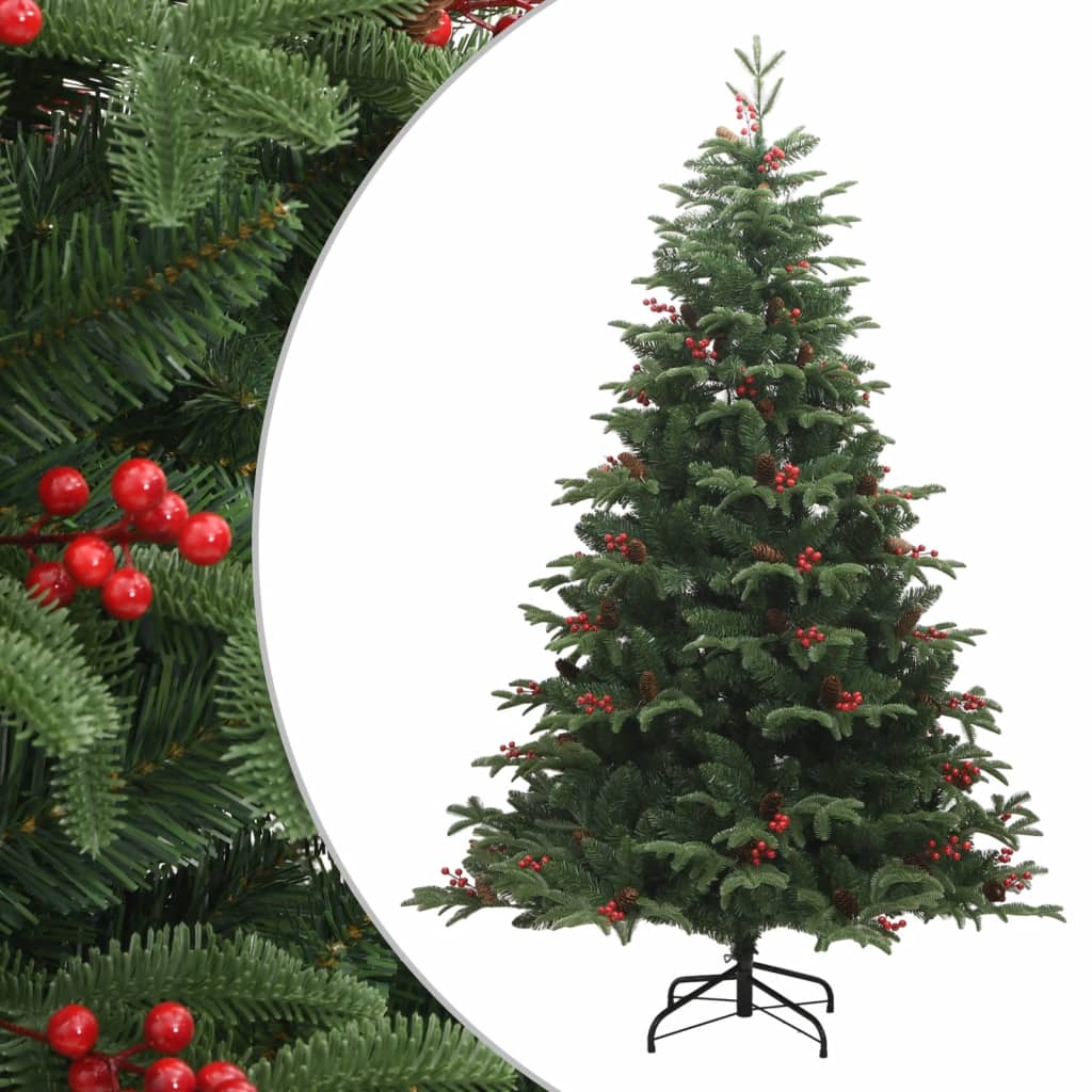Vidaxl Kunstkerstboom with hinges pine cones and berries 240 cm