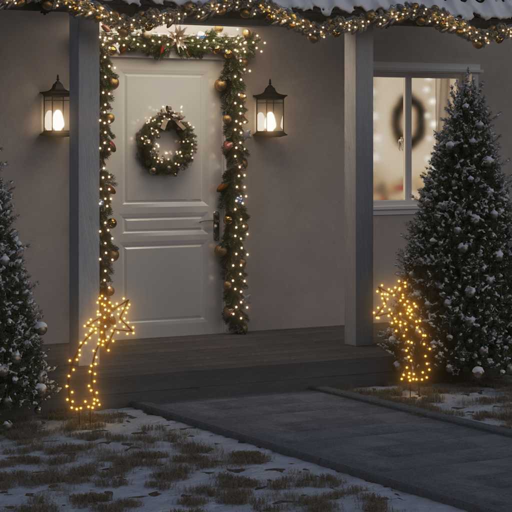 Meteor d'éclairage de Noël Vidaxl avec broches au sol 80 LEDS 62 cm