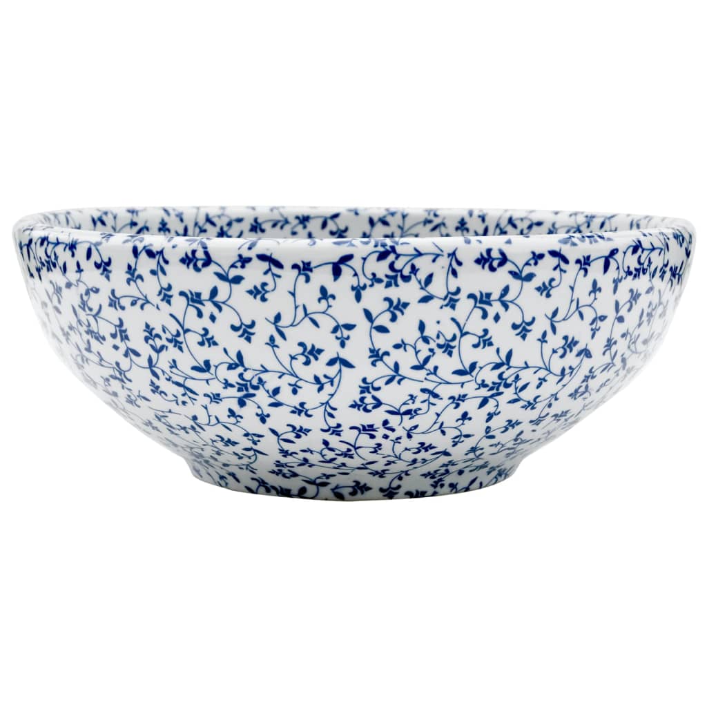 VidaXL STRACTION WASKER Round φ41X14 CM Ceramic White and Blue