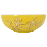 VidaXL STRACTION WASKER Round φ41X14 CM Ceramic White and Yellow