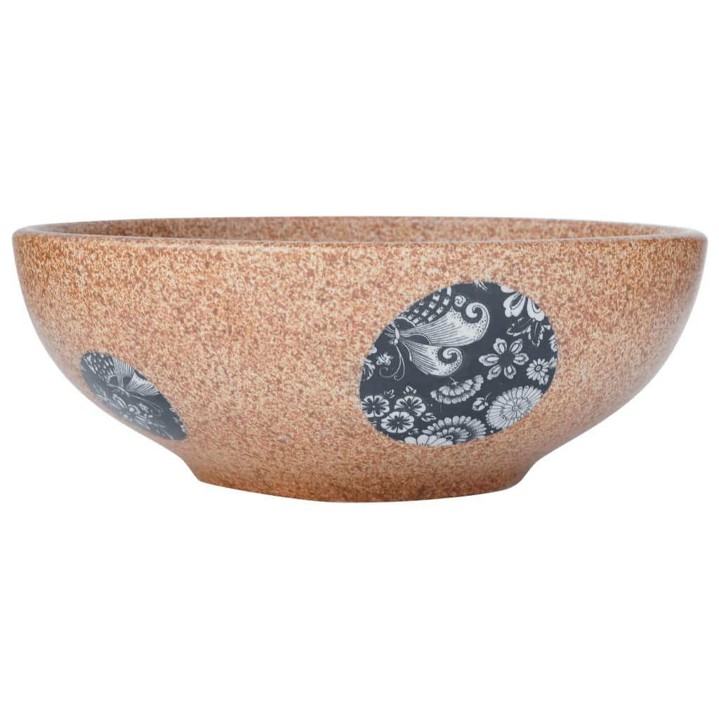 VidaXL STRACTION WASHER Round φ41X14 CM Ceramic Brown and Blue