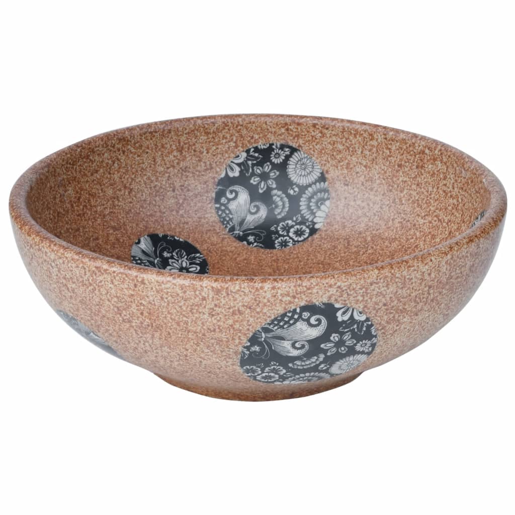 VidaXL STRACTION WASHER Round φ41X14 CM Ceramic Brown and Blue