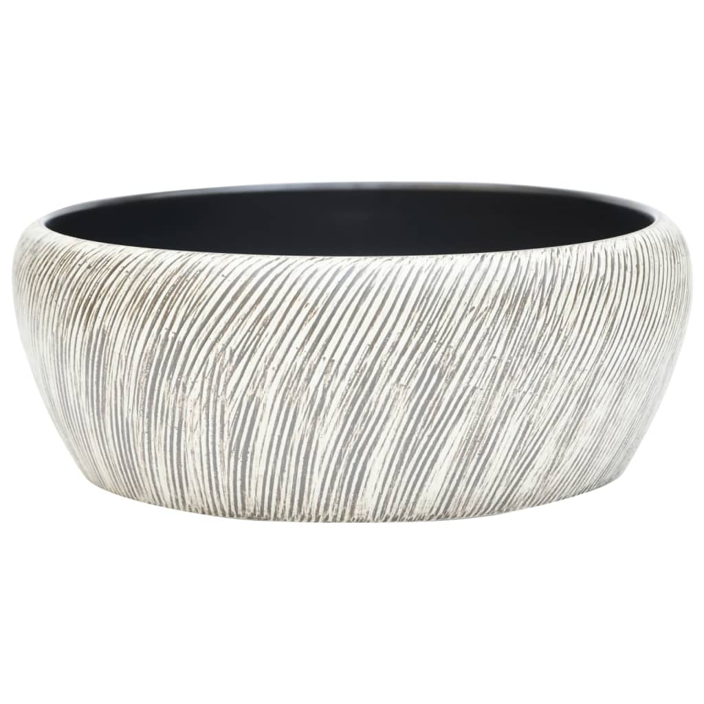 VidaXL STRACTION WASKER Round φ41X14 CM Ceramic Black and Gray
