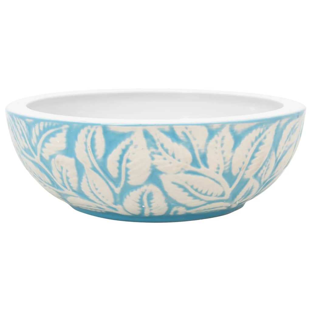 VidaXL STRACTION WASKER Round φ41X14 CM Ceramic White and Blue