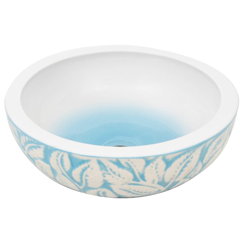 VidaXL STRACTION WASKER Round φ41X14 CM Ceramic White and Blue