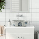 VidaXL STRACTURE WASKER OVAAL 47X33X13 CM Ceramic Gray and Blue