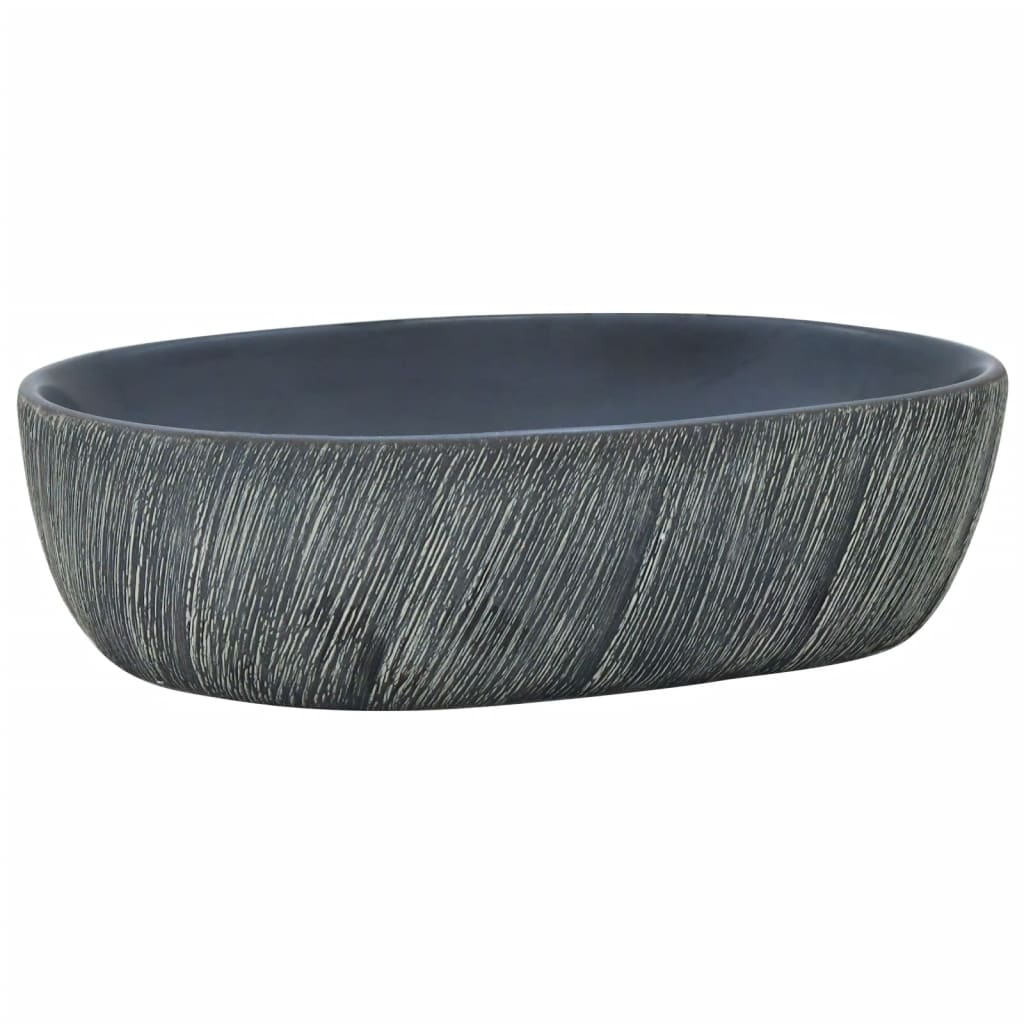 Vidaxl Straktion Wasker Ovaal 47x33x13 cm keramisk svart och grå
