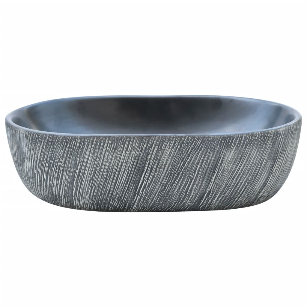 Vidaxl Straktion Wasker Ovaal 47x33x13 cm keramisk svart och grå