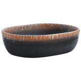 VidaXL STRACTURE WASKER OVAAL 47X33X13 CM Ceramic Black and Orange