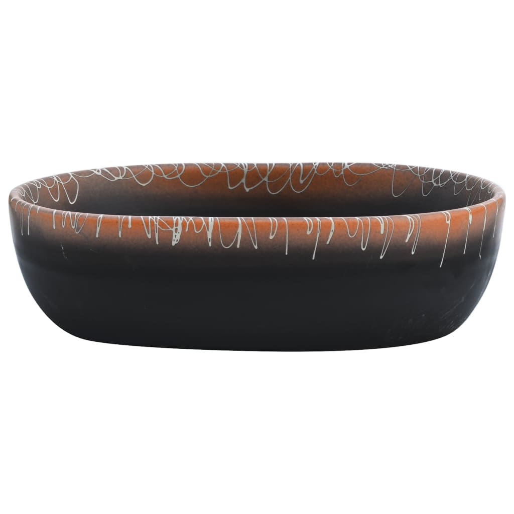 VidaXL STRACTURE WASKER OVAAL 47X33X13 CM Ceramic Black and Orange