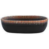 VidaXL STRACTURE WASKER OVAAL 47X33X13 CM Ceramic Black and Orange