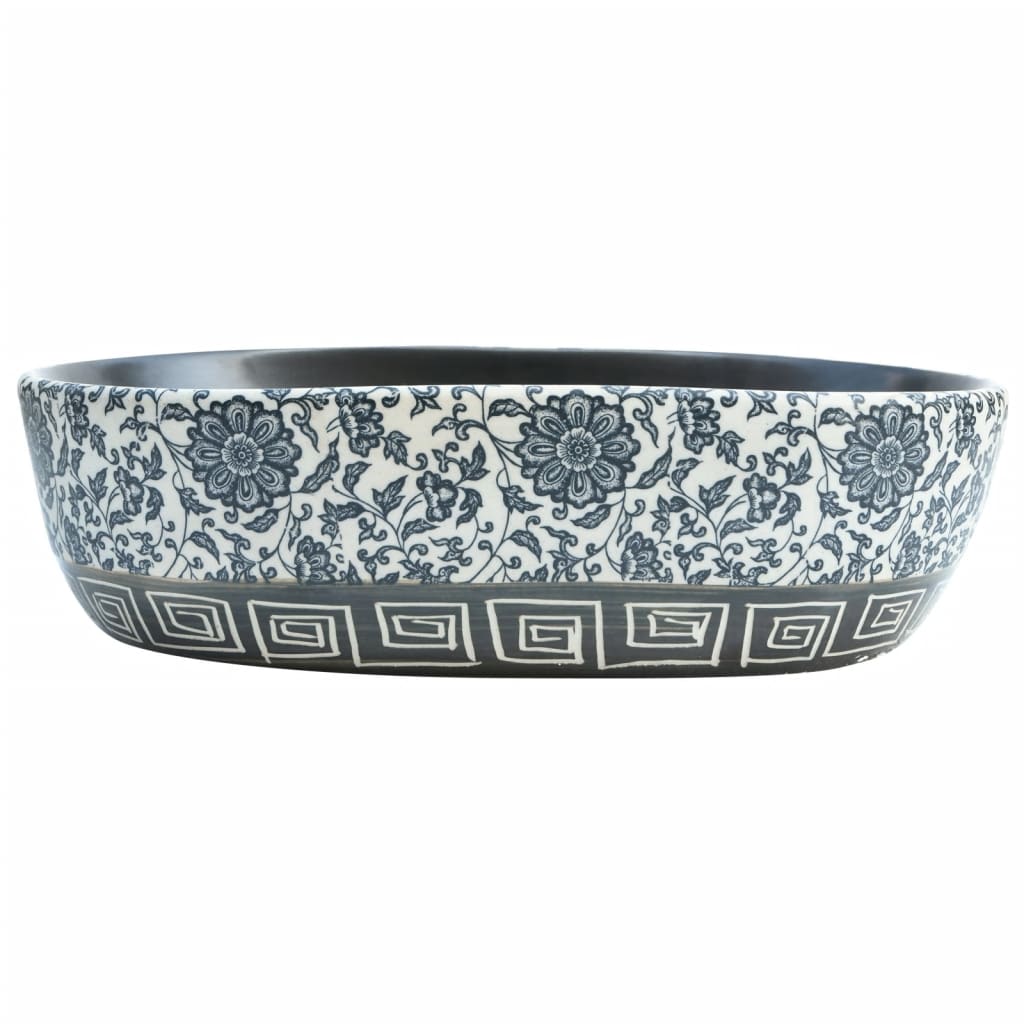 VidaXL STRACTURE WASKER OVAAL 47X33X13 CM Ceramic Black and Blue