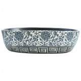 VidaXL STRACTURE WASKER OVAAL 47X33X13 CM Ceramic Black and Blue