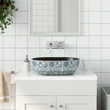 VidaXL STRACTURE WASKER OVAAL 47X33X13 CM Ceramic Black and Blue