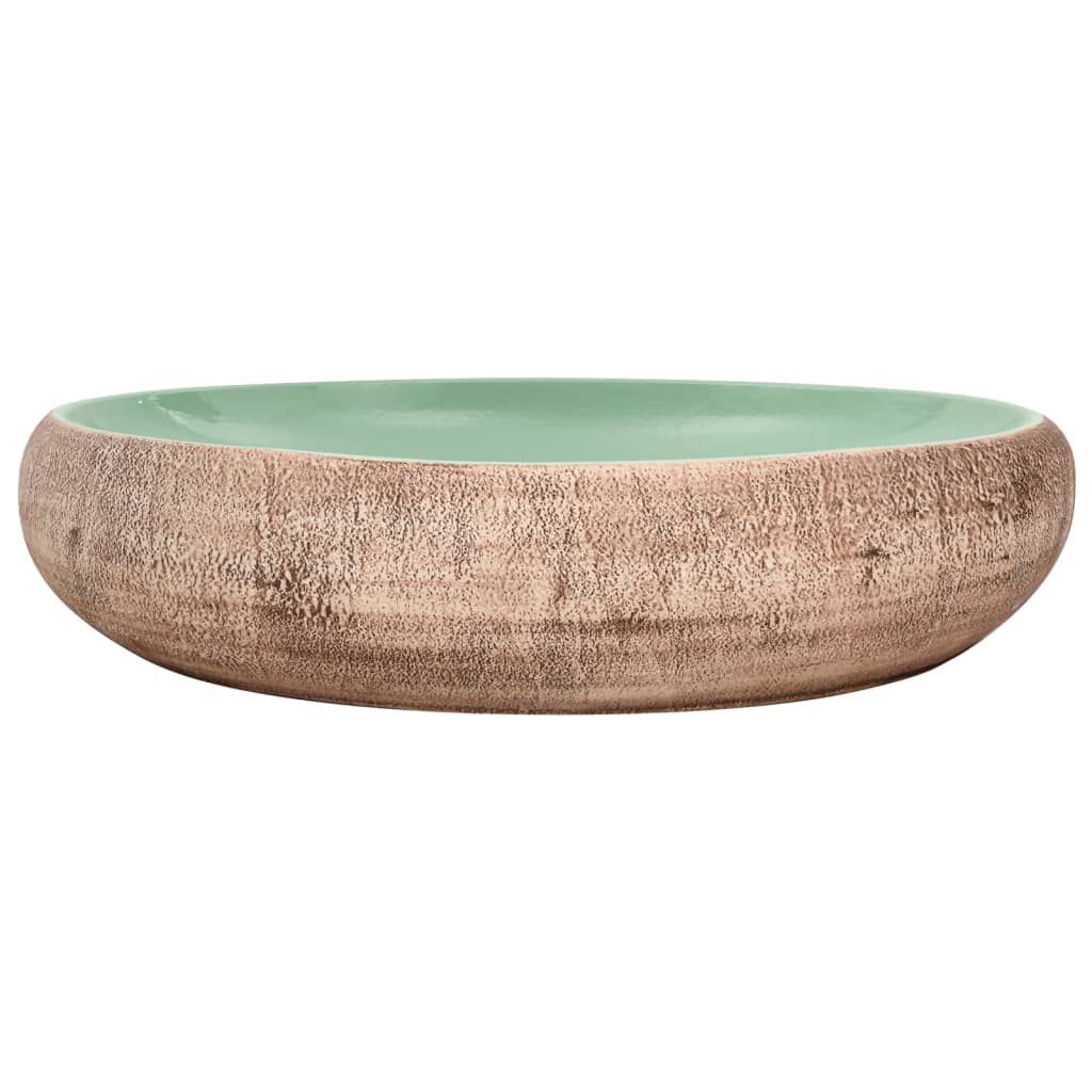 VidaXL STRACTION WASKER OVAAL 59X40X15 CM Ceramic Green and Brown