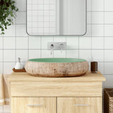VidaXL STRACTION WASKER OVAAL 59X40X15 CM Ceramic Green and Brown