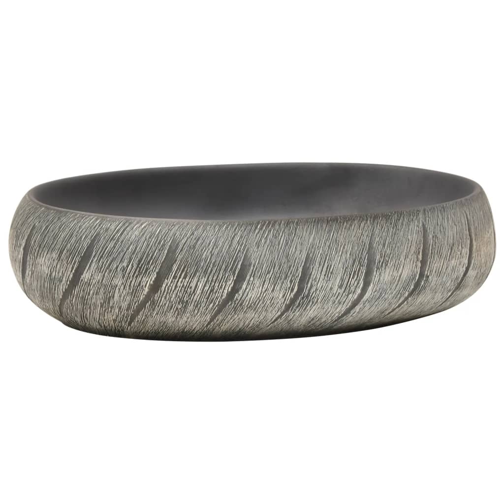 VidaXL STRACTION WASKER OVAAL 59X40X15 CM Ceramic Black and Gray