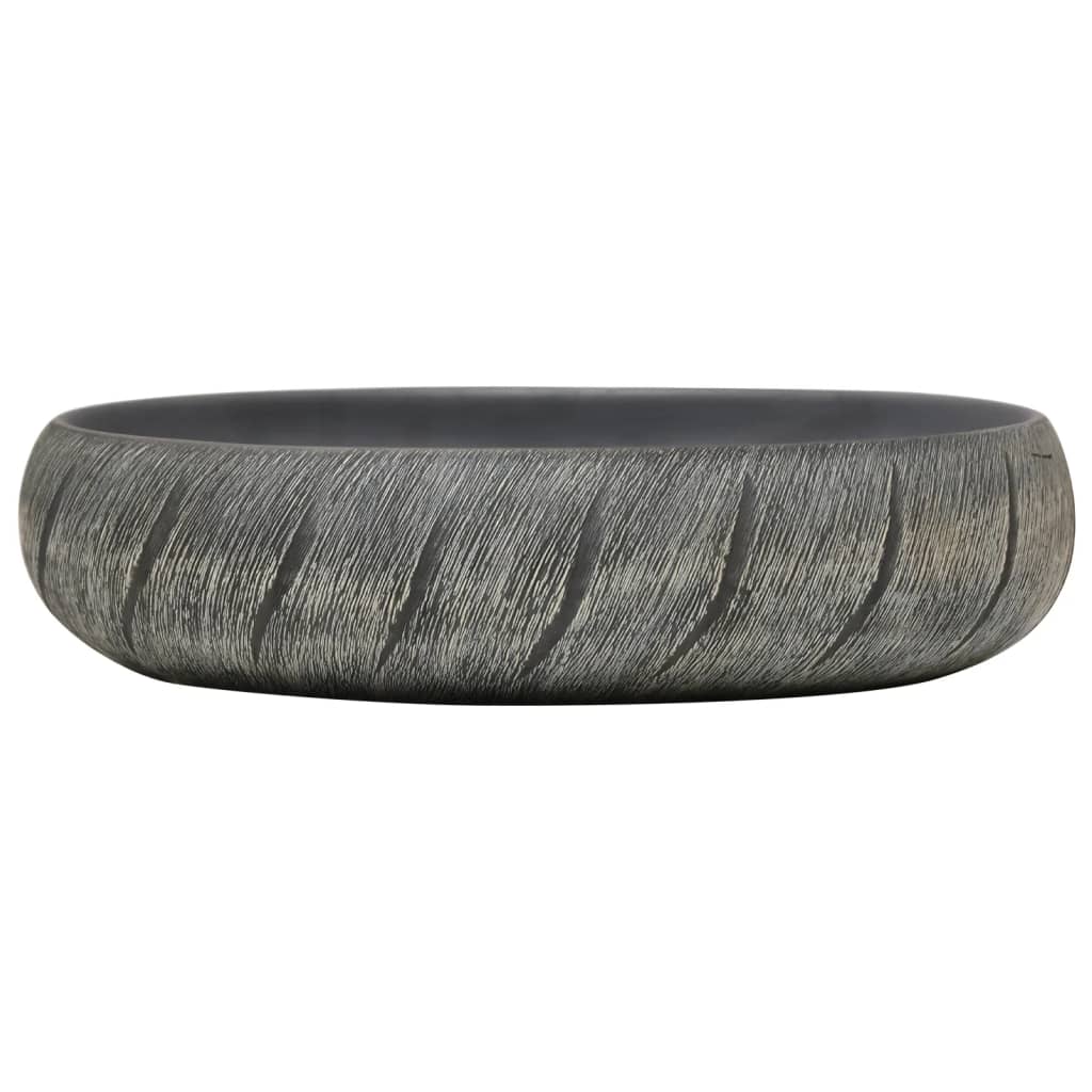 VidaXL STRACTION WASKER OVAAL 59X40X15 CM Ceramic Black and Gray