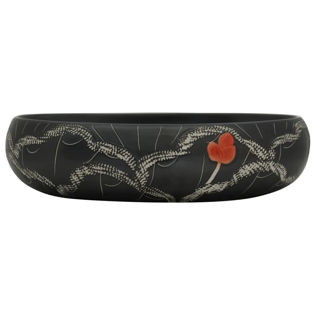 VidaXL STRACTURE WASKER OVAAL 59x40x15 cm Ceramic Black