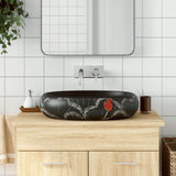 VidaXL STRACTURE WASKER OVAAL 59x40x15 cm Ceramic Black