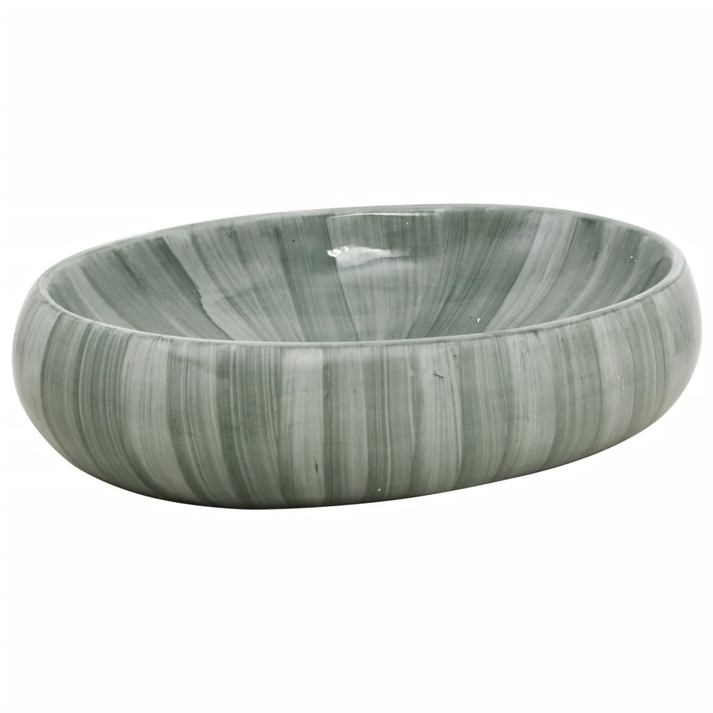 VidaXL STRACTURE WASKER OVAAL 59X40X15 CM Ceramic Green