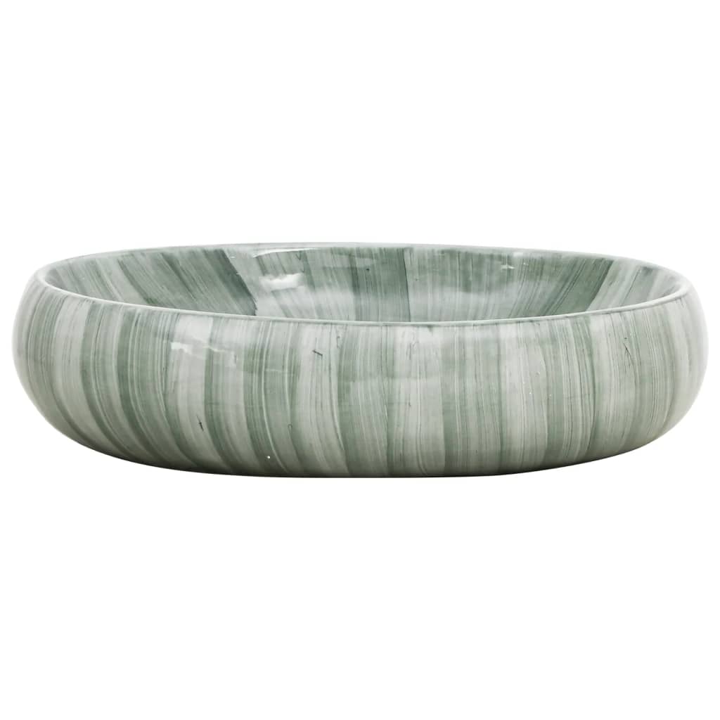VidaXL STRACTURE WASKER OVAAL 59X40X15 CM Ceramic Green