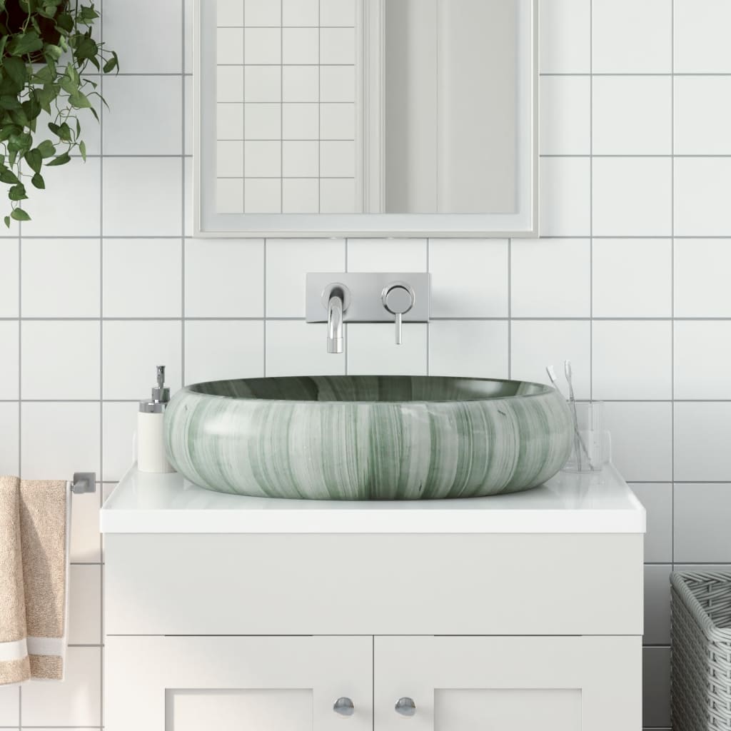 VidaXL STRACTURE WASKER OVAAL 59X40X15 CM Ceramic Green