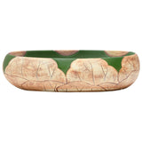 VidaXL STRACTION WASKER OVAAL 59X40X15 CM Ceramic Green and Brown