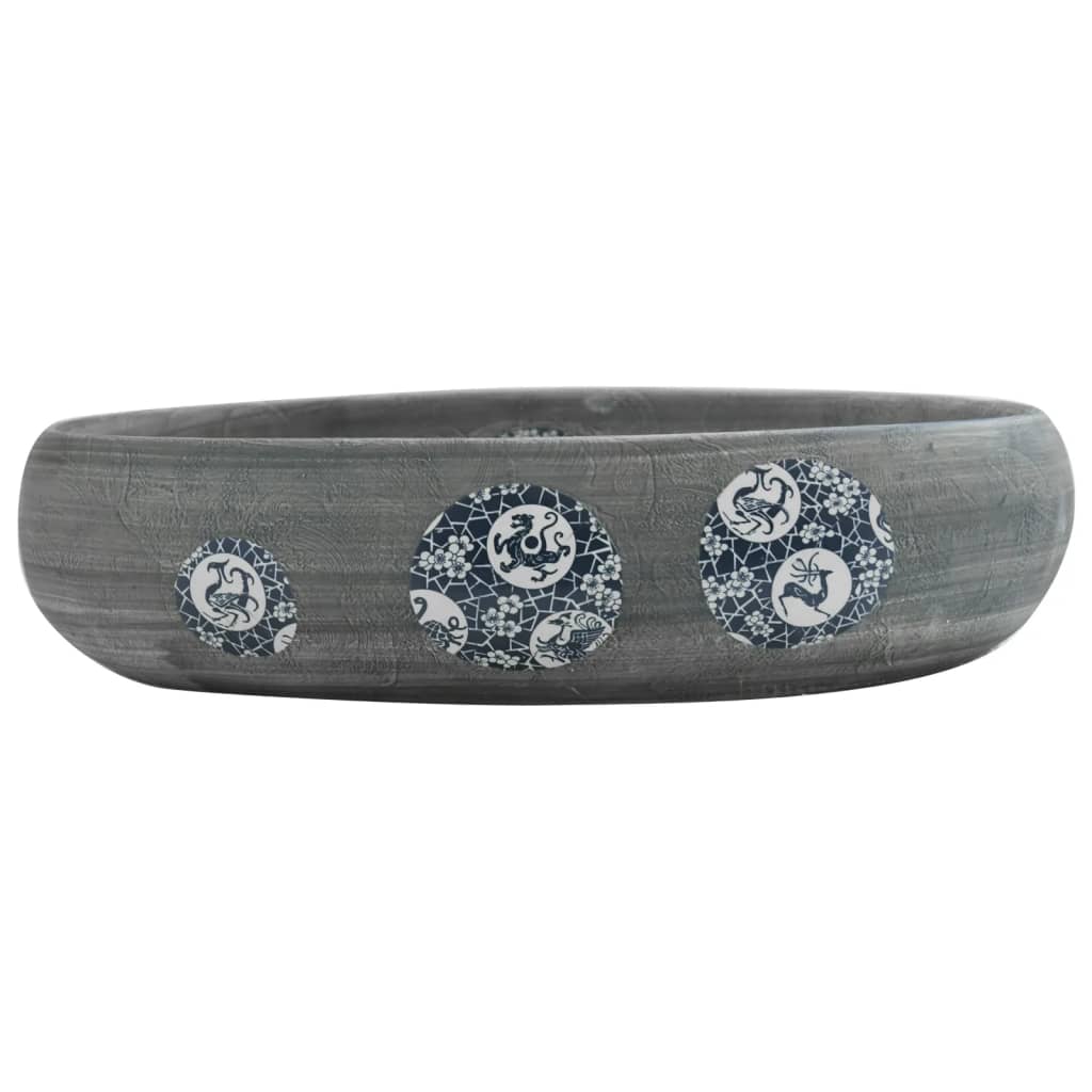 Vidaxl Strucure Wasker Ovaal 59x40x15 cm ceramiczny szary