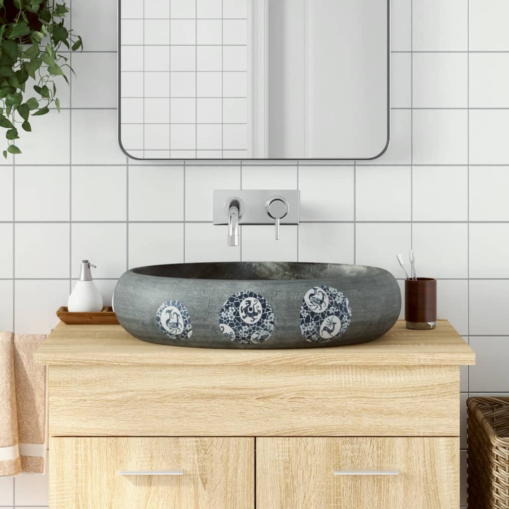Vidaxl Strucure Wasker Ovaal 59x40x15 cm ceramiczny szary