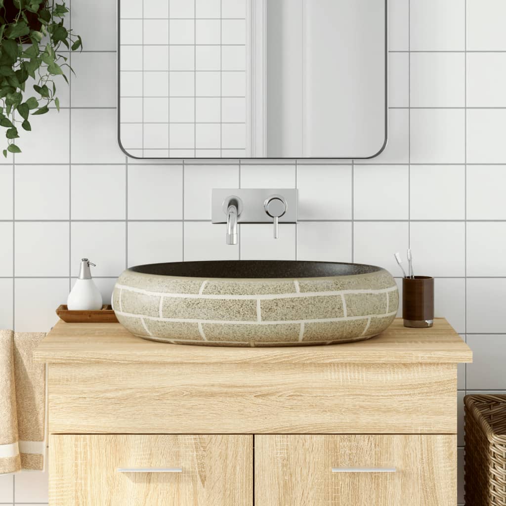 VidaXL STRACTION WASKER OVAAL 59x40x15 cm Ceramic multi -colored