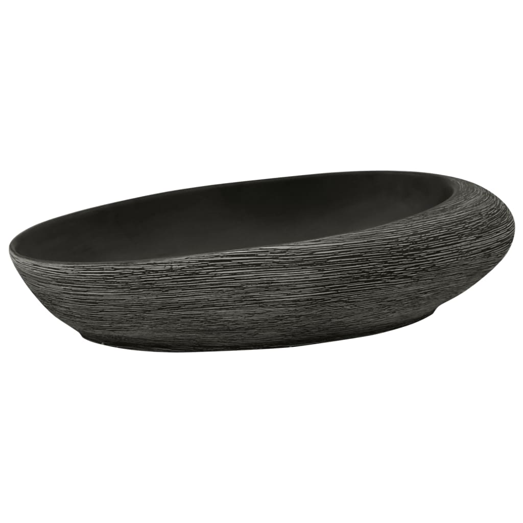 Vidaxl Stracture Wasker Ovaal 59x40x14 cm keramisk grå og svart