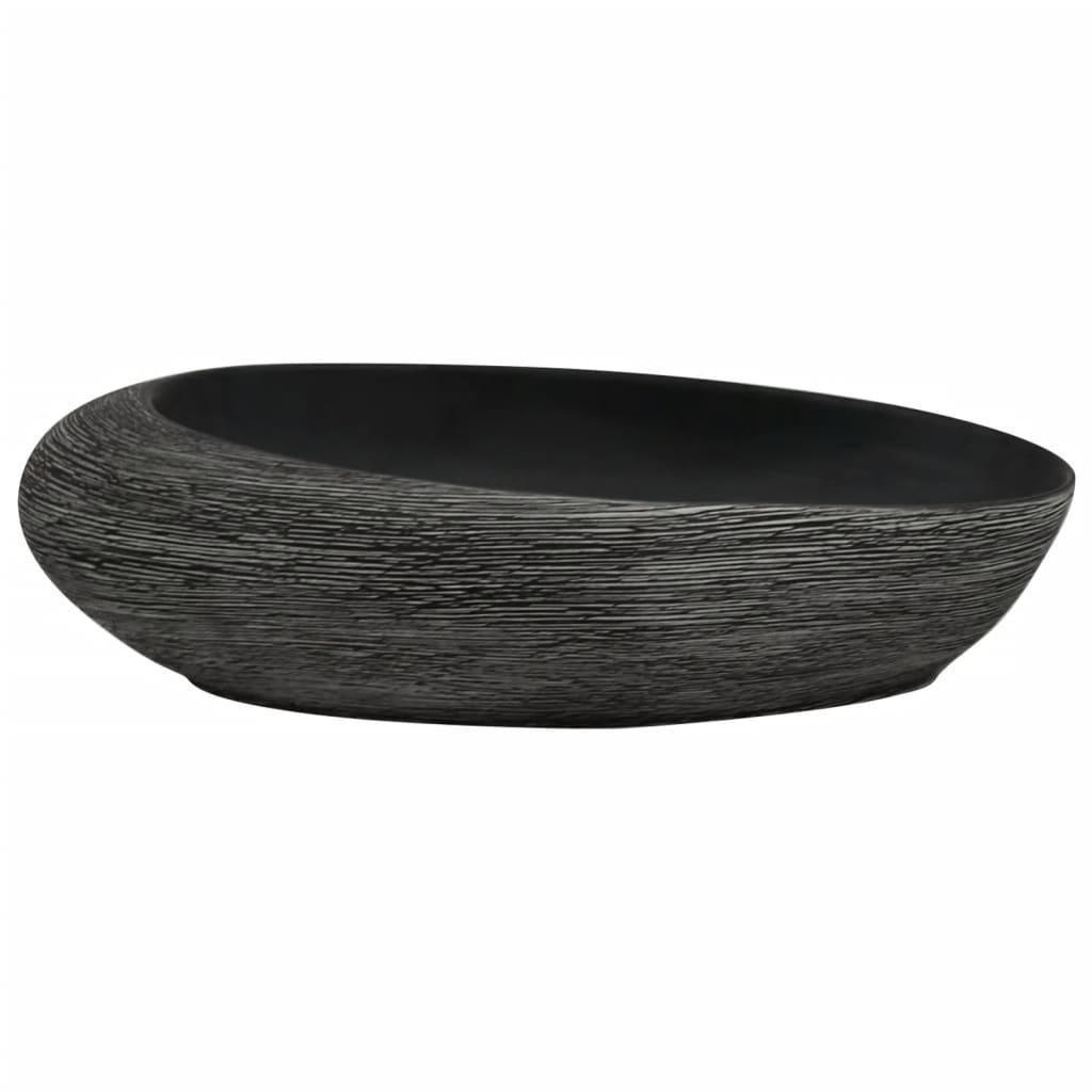 Vidaxl Stracture Wasker Ovaal 59x40x14 cm keramisk grå og svart