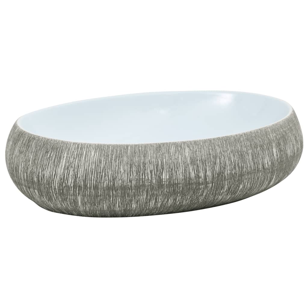 Vidaxl Strucure Wasker Ovaal 59x40x15 cm ceramiczny szary i niebieski