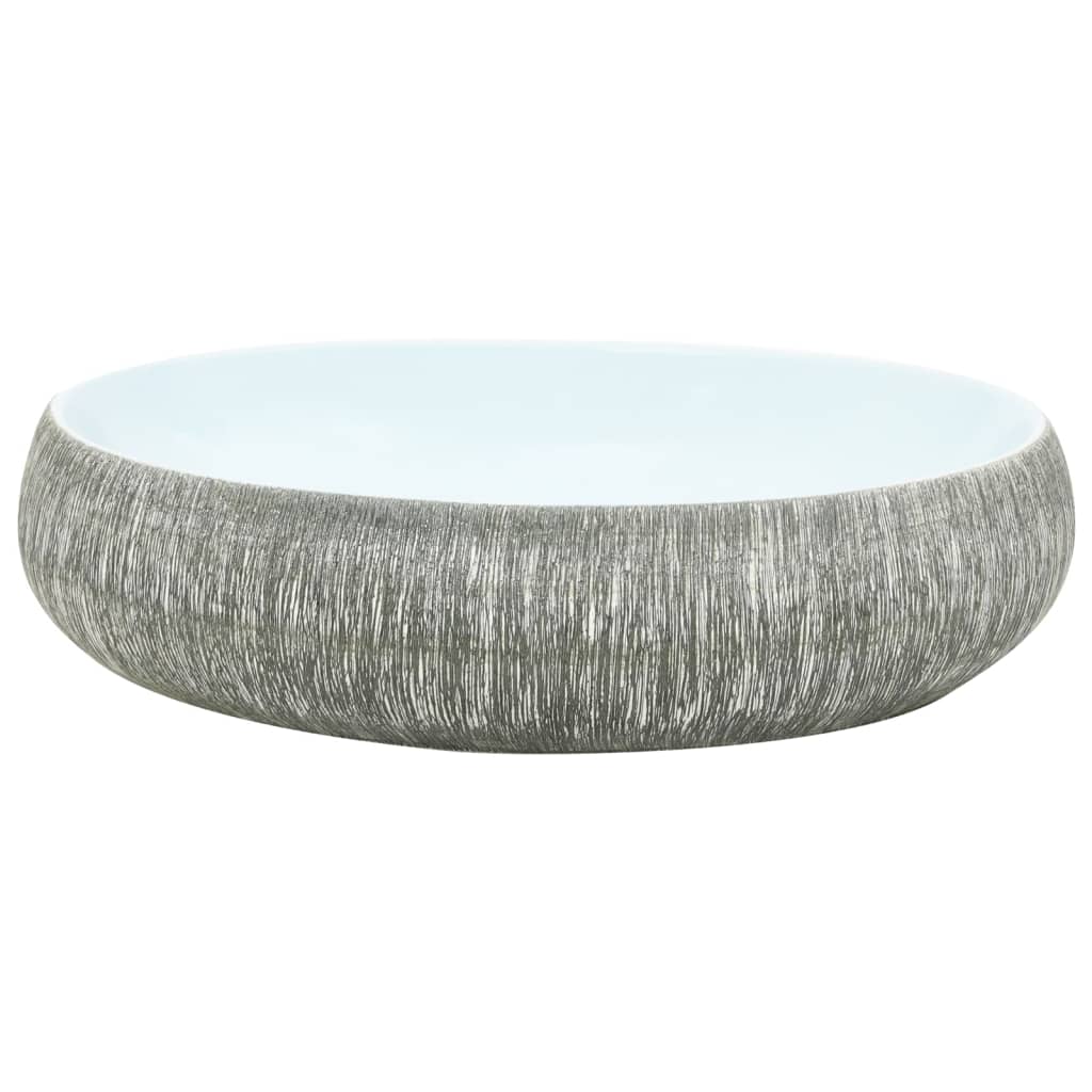 Vidaxl Strucure Wasker Ovaal 59x40x15 cm ceramiczny szary i niebieski