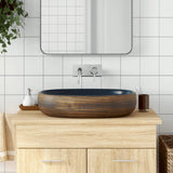 Vidaxl Straksjon Wasker Ovaal 59x40x14 cm keramisk brun og blå