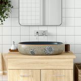 Zákaz mytí vidaxl Straction ovaal 59x40x14 cm keramický písek -modrý a modrý