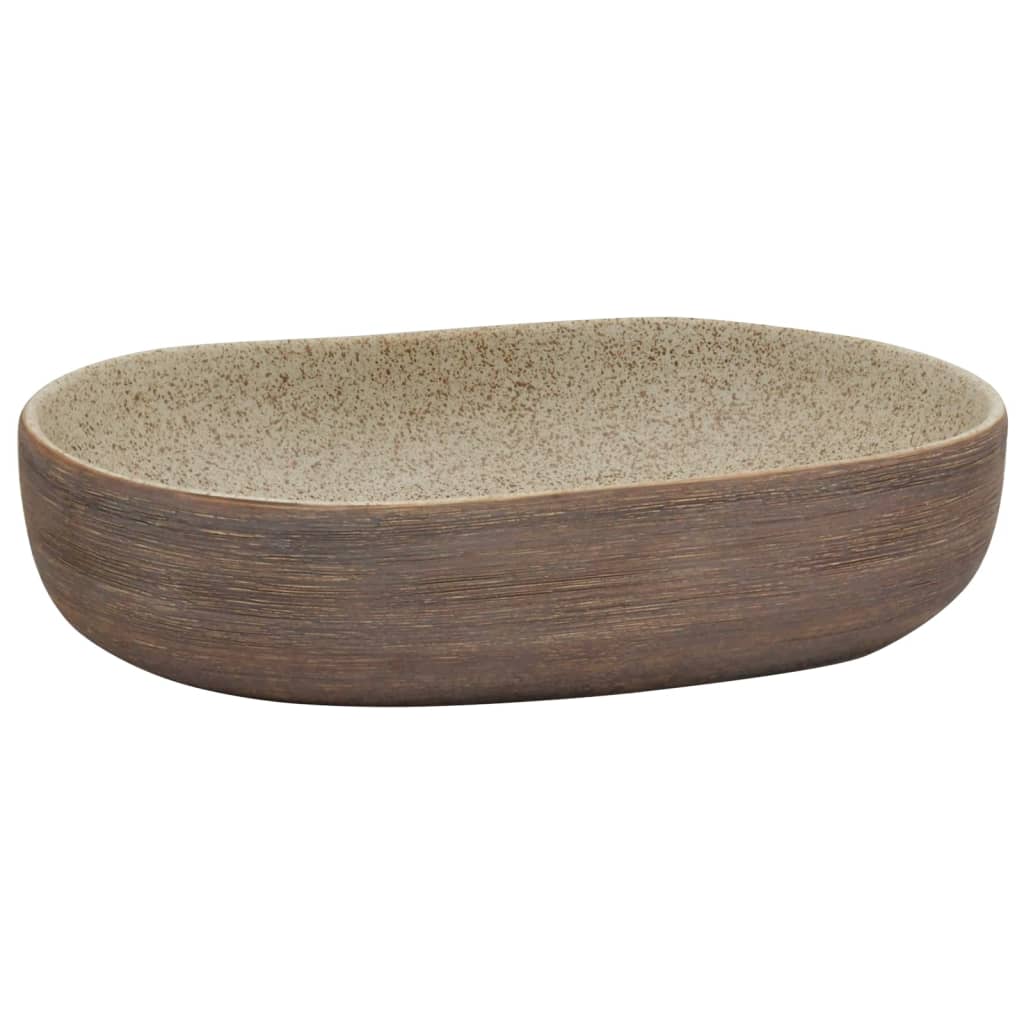 BIDAXL STRACTION Tvätt Ban Ovaal 59x40x14 cm keramisk sandfärgad och brun
