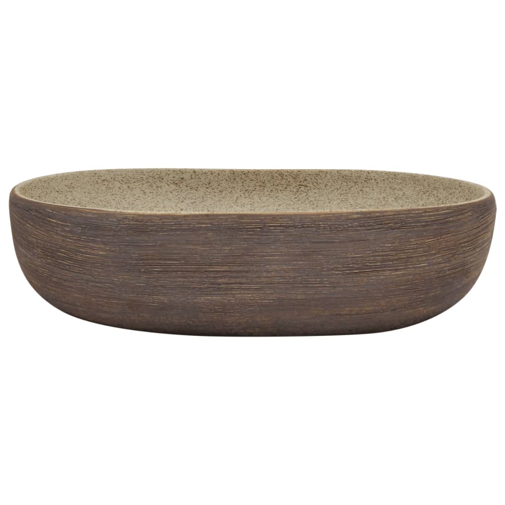 BIDAXL STRACTION Tvätt Ban Ovaal 59x40x14 cm keramisk sandfärgad och brun
