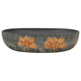 VidaXL STRACTURE WASKER OVAAL 59X40X14 CM Ceramic Gray and Black