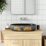 VidaXL STRACTURE WASKER OVAAL 59X40X14 CM Ceramic Gray and Black