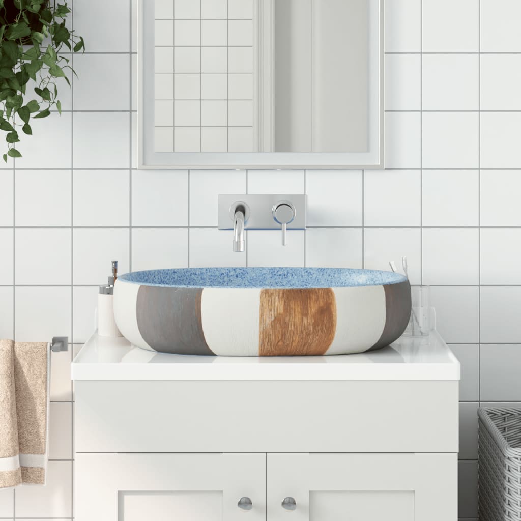VidaXL Setup Wash Bang Oval 59x40x14 cm Ceramic Multi -colored