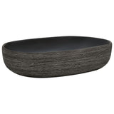 VidaXL STRACTURE WASKER OVAAL 59X40X14 CM Ceramic Gray and Black